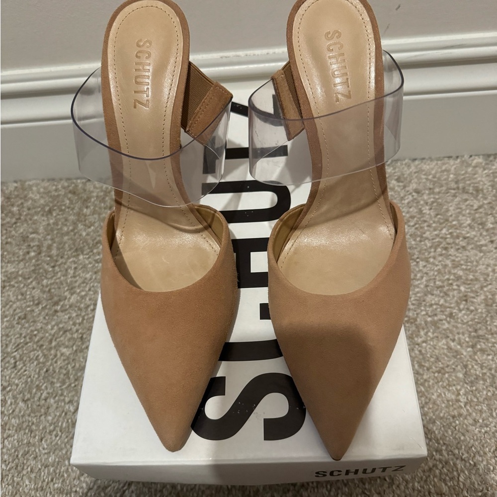 Schutz size 9 suede clear / worn once